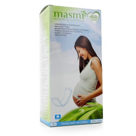 Masmi Natural Cotton Maternity - Compresas postparto, 10uds