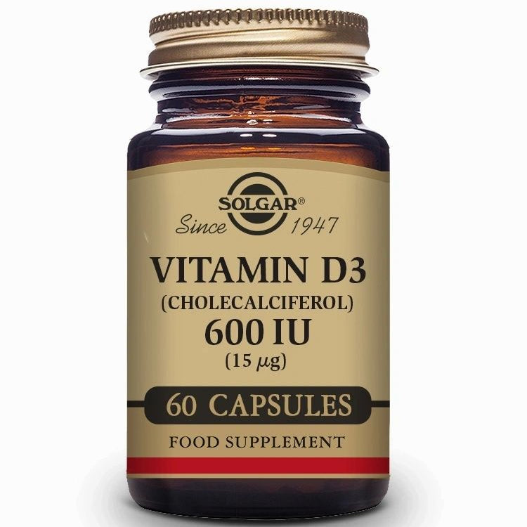 Vitamina D3 600 UI (15 ?g) (Colecalciferol)-halal- 60 cápsulas vegetales - Solgar - Halalaya