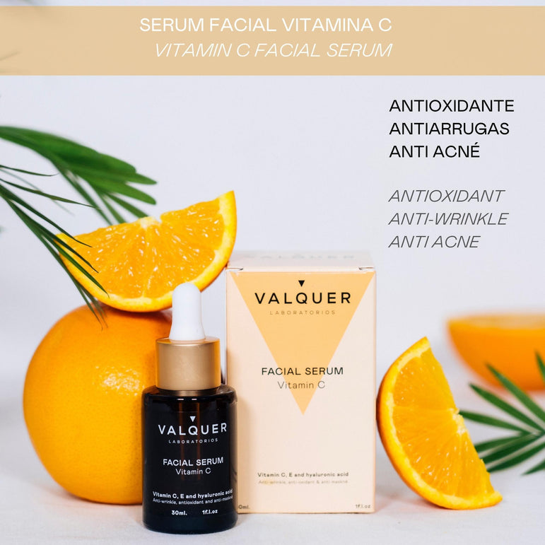 Serum facial vitamina C con activo anti acne - 30 Ml - Valquer - Halalaya