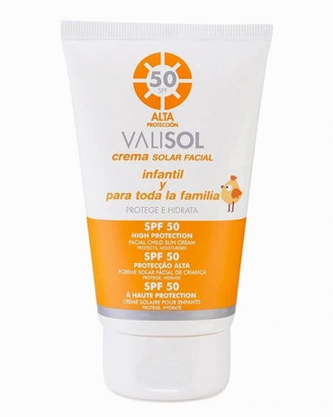 Crema Solar Facial Infantil Alta Protección SPF 50 - 100 ML. Valisol Valquer - Halalaya