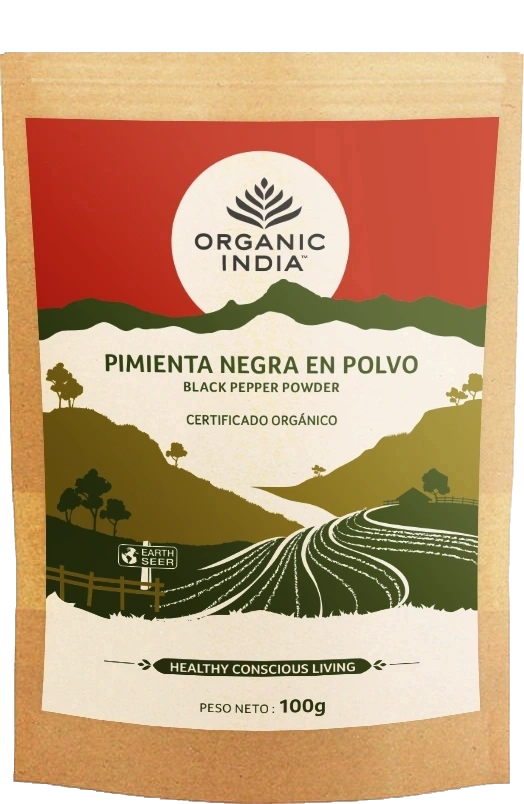 Pimienta Negra Especias En Polvo 100g - Organic India - Halalaya