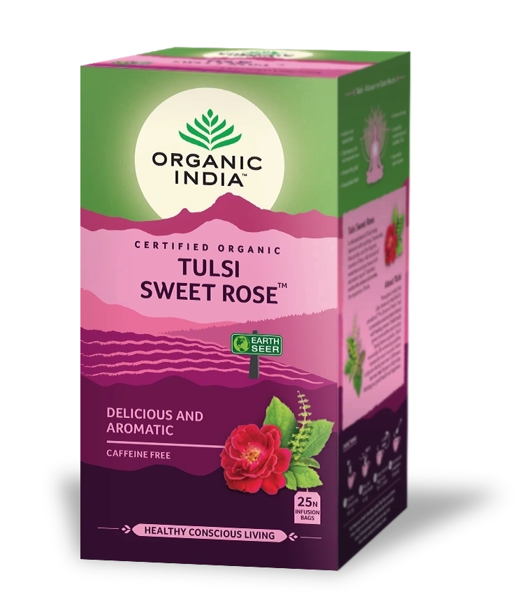 Infusion Tulsi Sweet Rose 25 bolsitas - Organic India - Halalaya