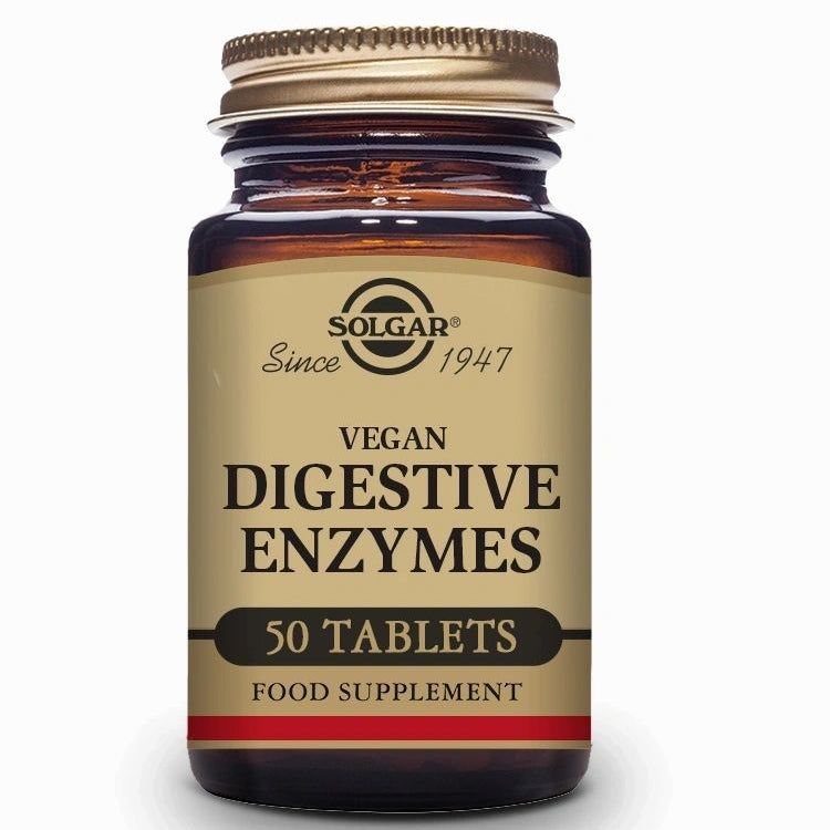 Vegan Enzimas Digestivas - 50 Comprimidos masticables - Solgar - Halalaya