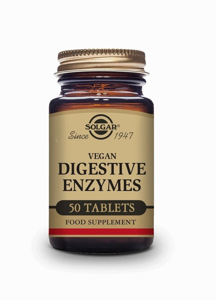 Vegan Enzimas Digestivas - 50 Comprimidos masticables - Solgar - Halalaya