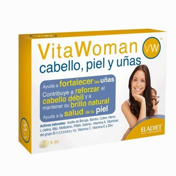 Cabello Piel Y Uña Vitawoman 30 Comp. -  Eladiet - Halalaya